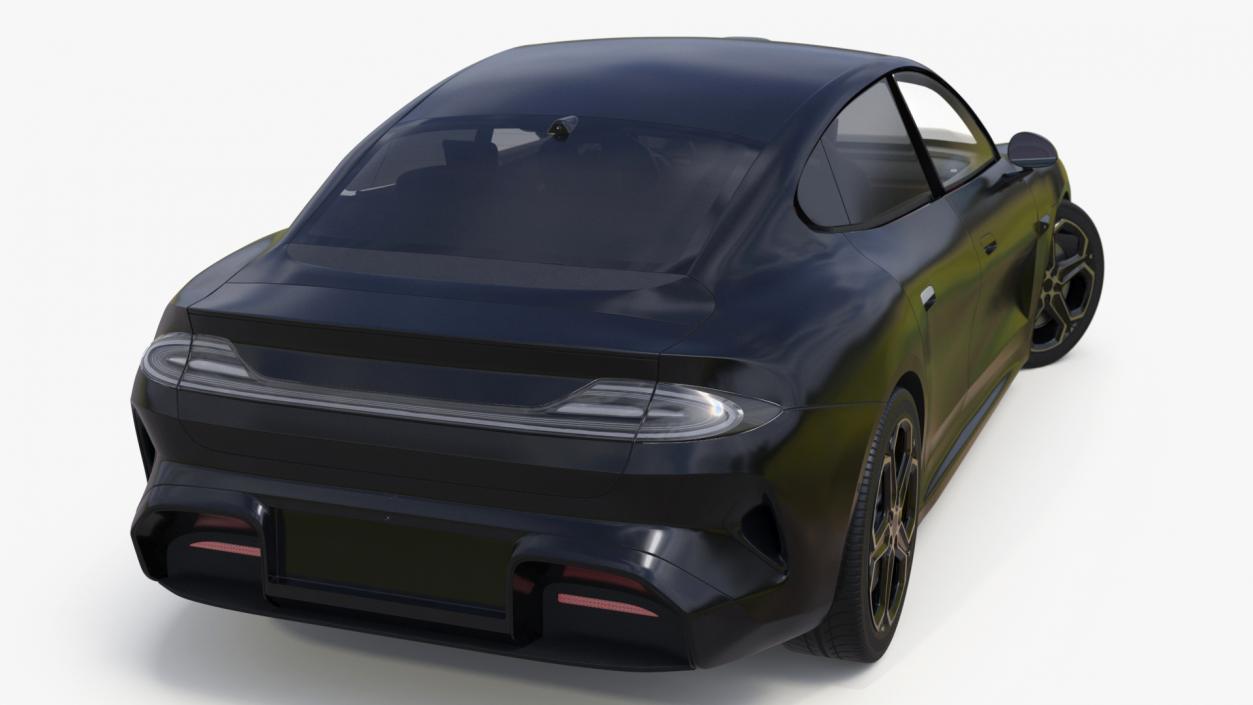 3D Electric Car Sedan Black Rigged