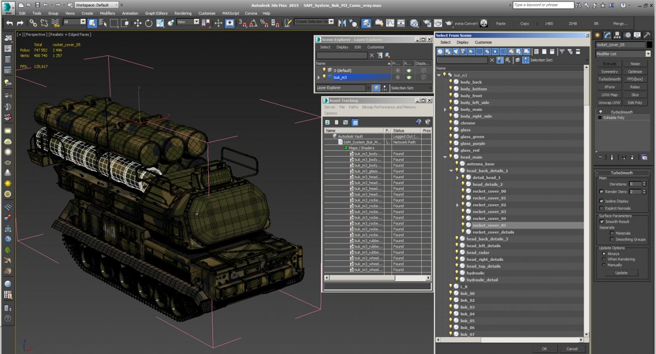 SAM System Buk M3 Camo 3D