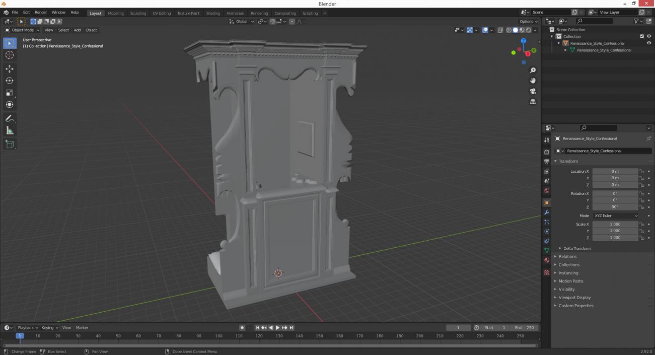 3D model Renaissance Style Confessional