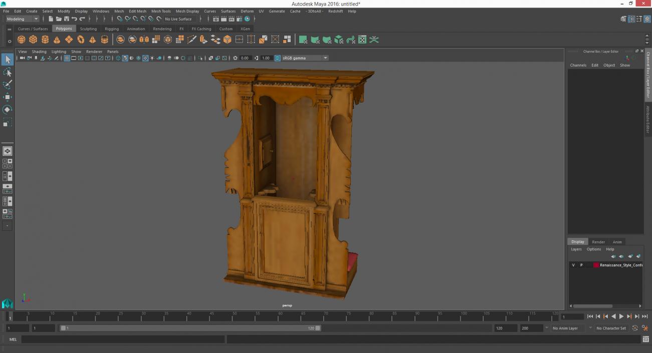 3D model Renaissance Style Confessional