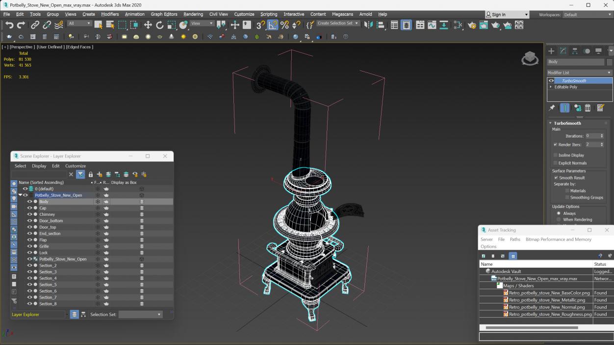 3D Potbelly Stove New Open model