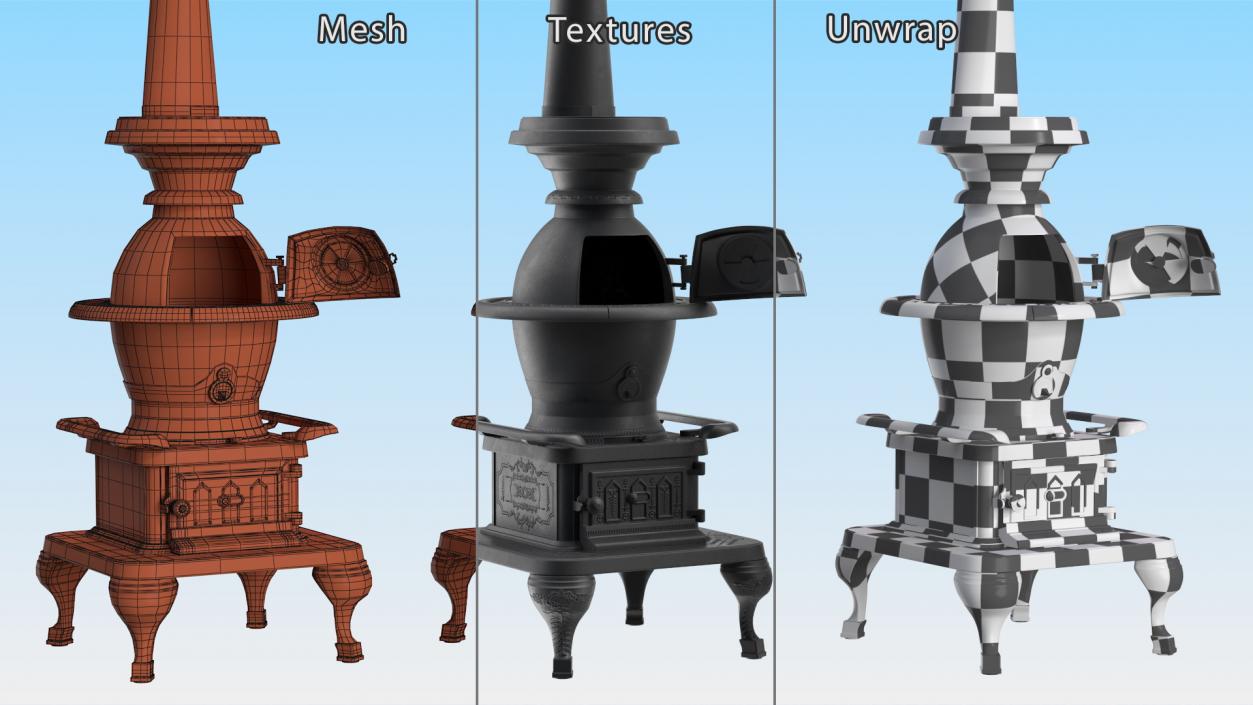 3D Potbelly Stove New Open model