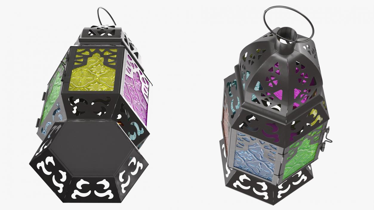 3D Multi-Coloured Moroccan Lantern