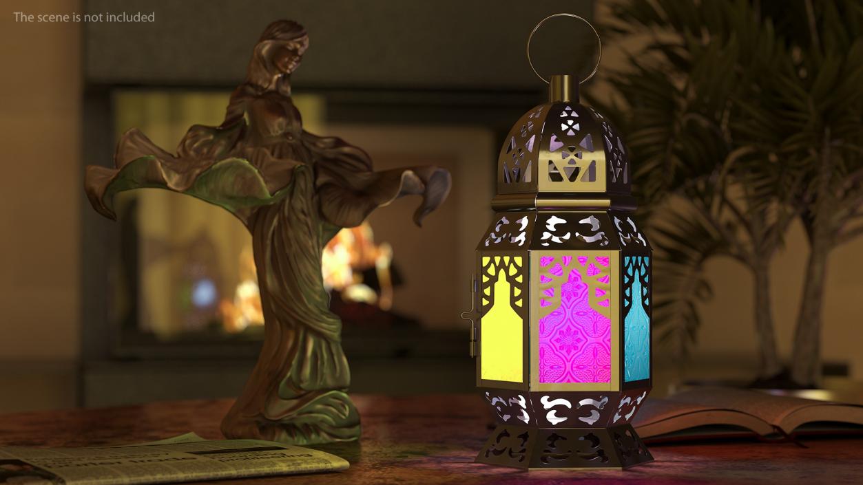 3D Multi-Coloured Moroccan Lantern