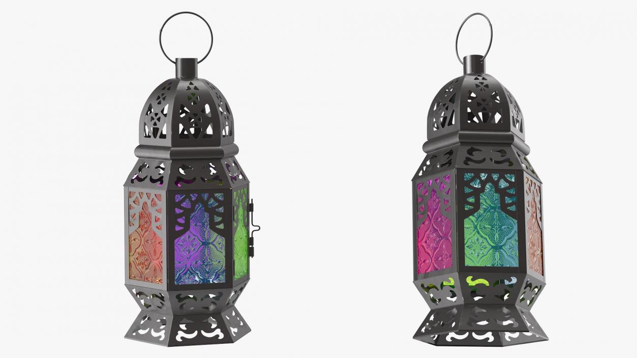 3D Multi-Coloured Moroccan Lantern