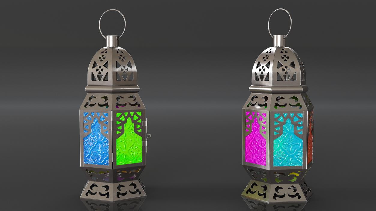 3D Multi-Coloured Moroccan Lantern