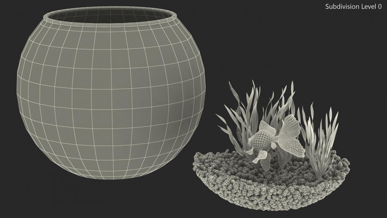 Round Aquarium with Black Moor Goldfish 3D model