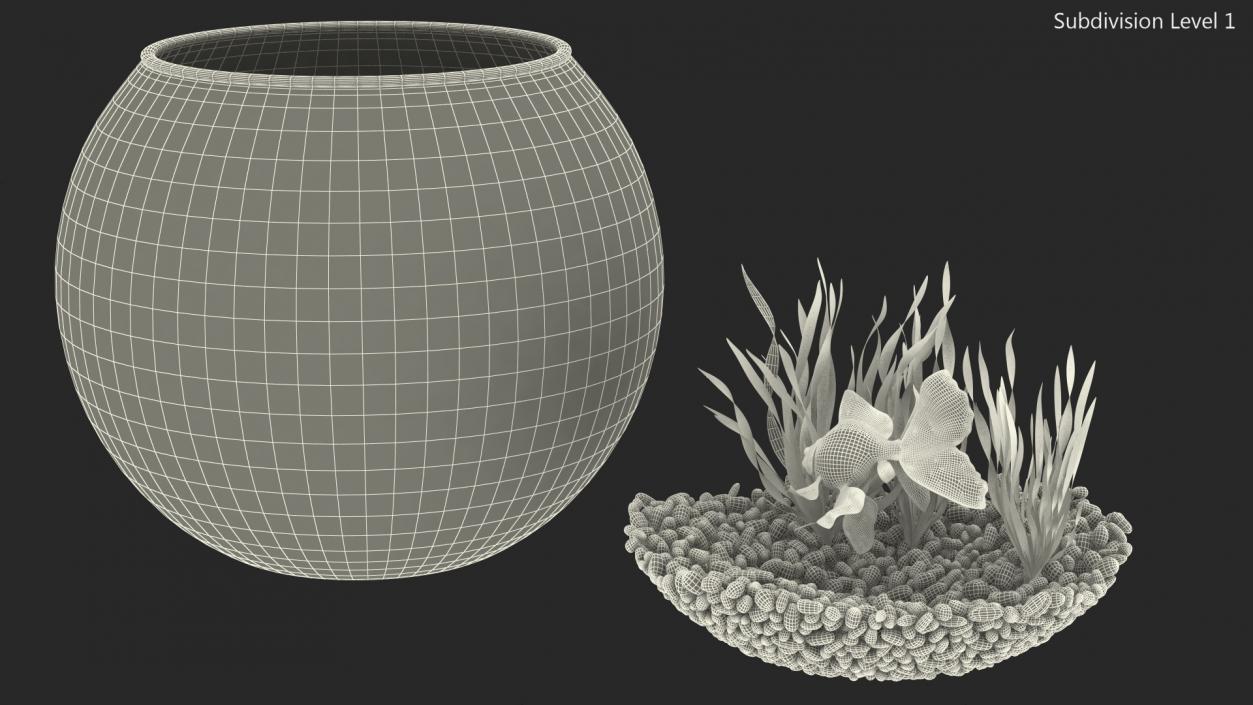 Round Aquarium with Black Moor Goldfish 3D model