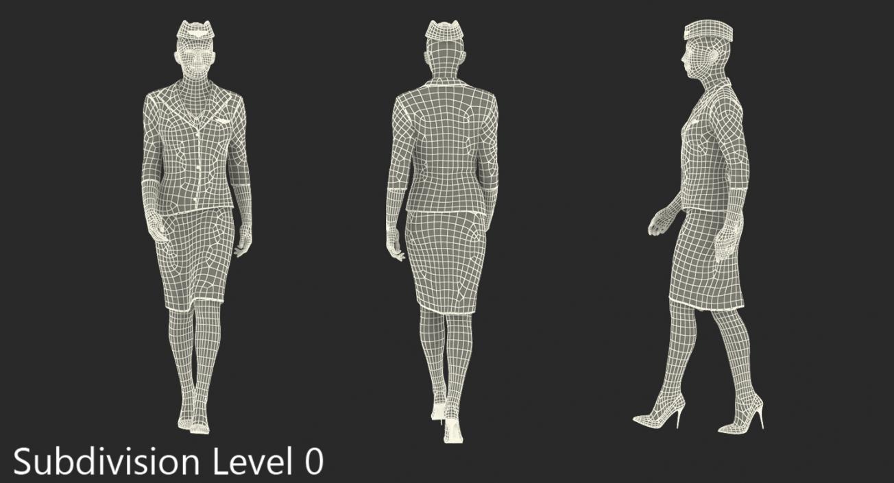 3D Stewardess Walking Pose model