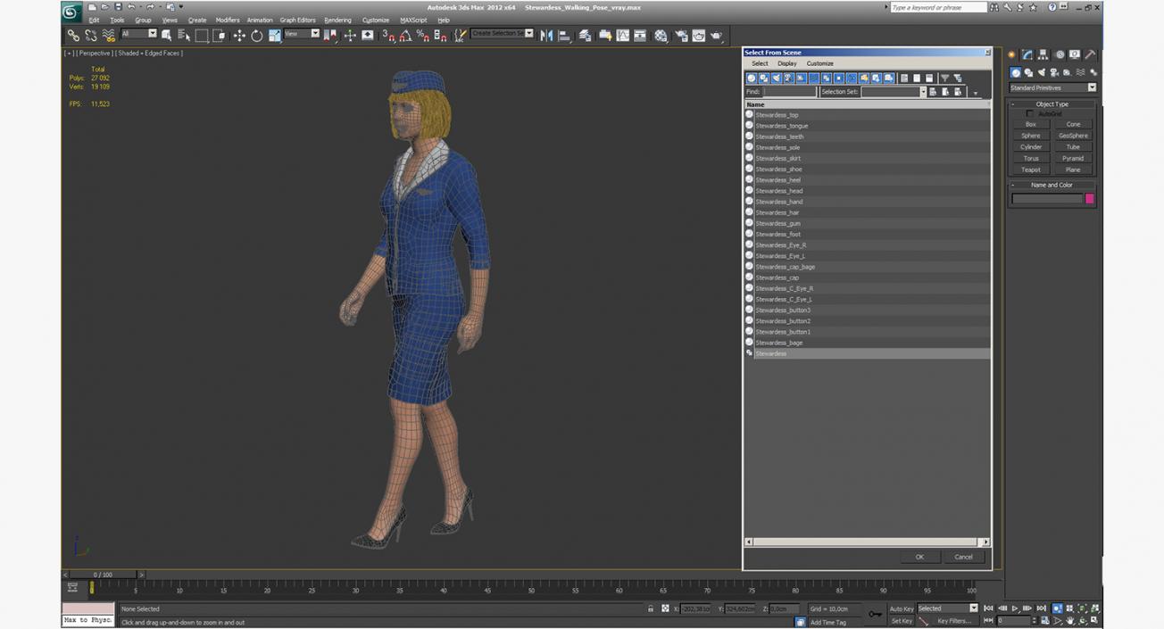 3D Stewardess Walking Pose model