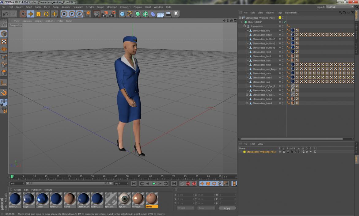 3D Stewardess Walking Pose model