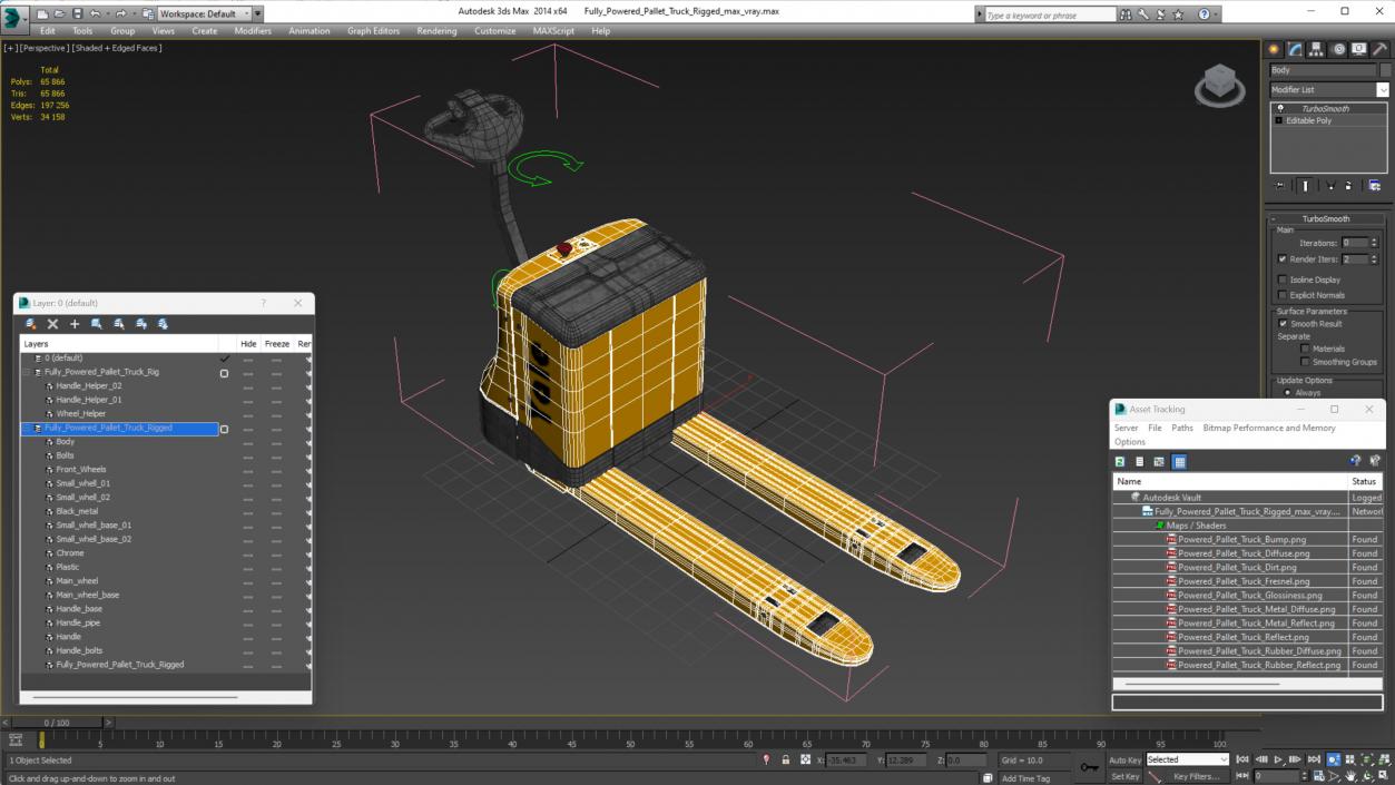 Fully Powered Pallet Truck Rigged for Maya 3D