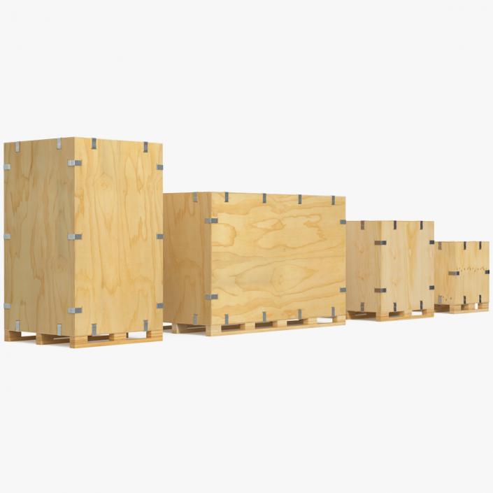 3D Heavy Duty Packaging Wood Crates Set