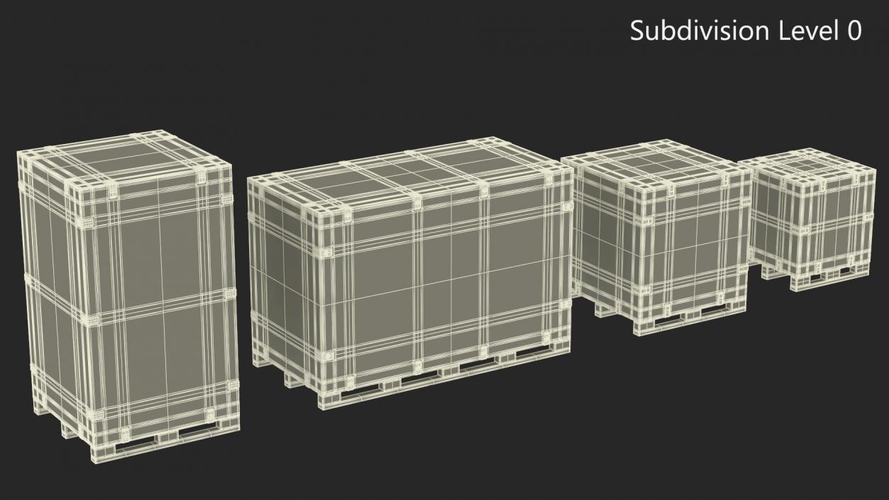 3D Heavy Duty Packaging Wood Crates Set