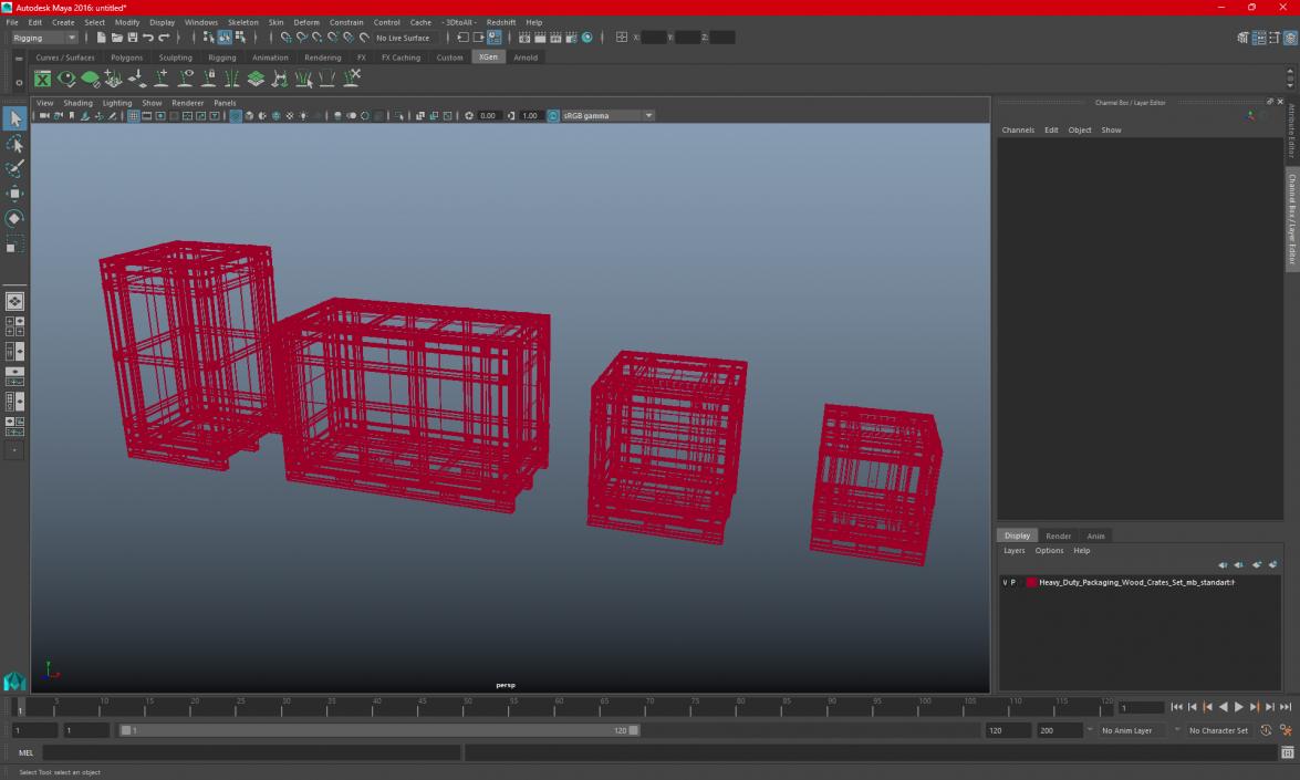 3D Heavy Duty Packaging Wood Crates Set