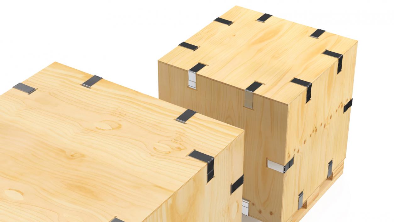 3D Heavy Duty Packaging Wood Crates Set