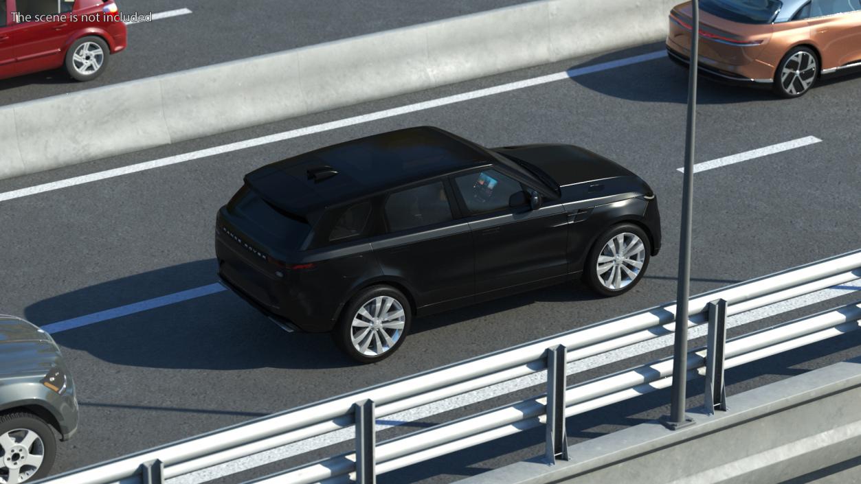 3D model Black Range Rover Sport 2023 Rigged