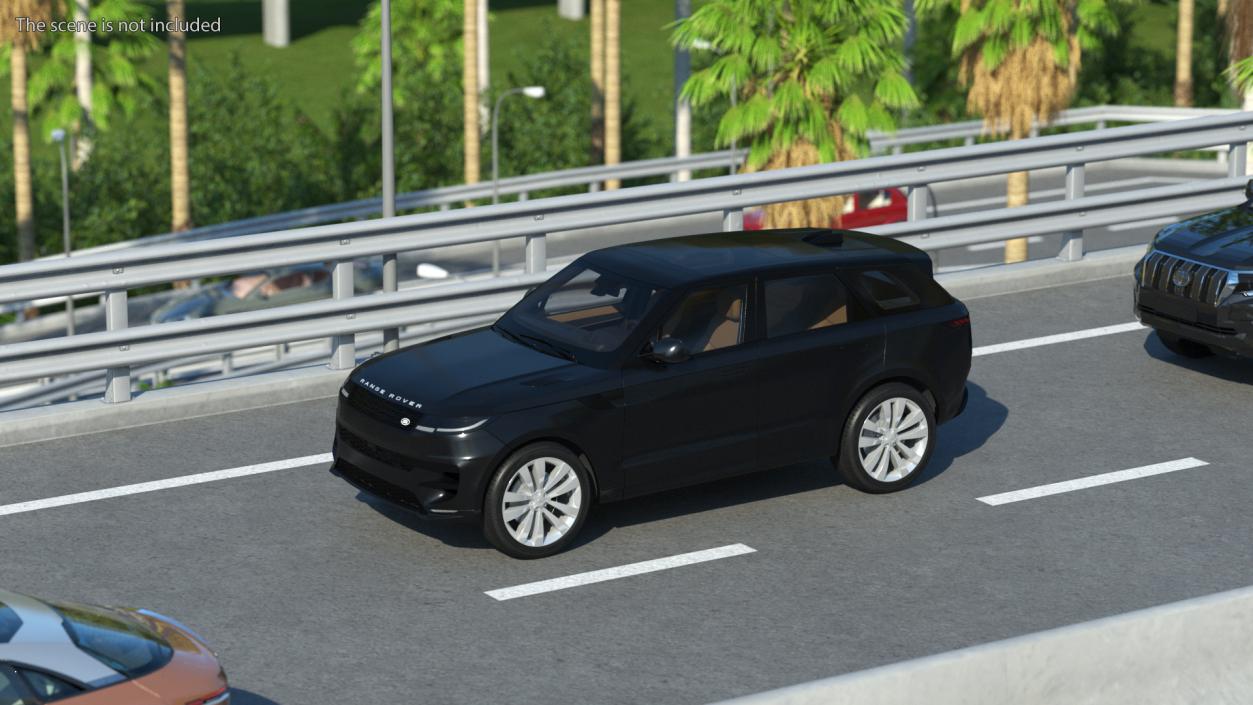 3D model Black Range Rover Sport 2023 Rigged