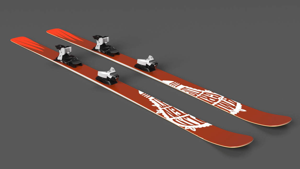 3D Snow Ski System with Ski Bindings model