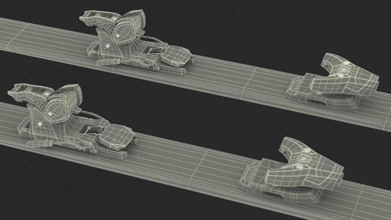 3D Snow Ski System with Ski Bindings model