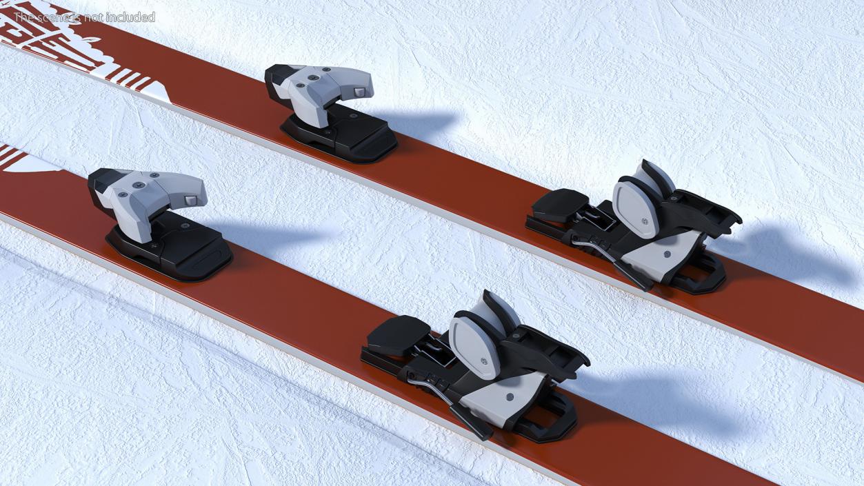 3D Snow Ski System with Ski Bindings model