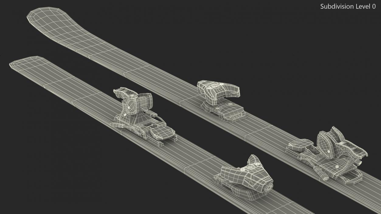 3D Snow Ski System with Ski Bindings model