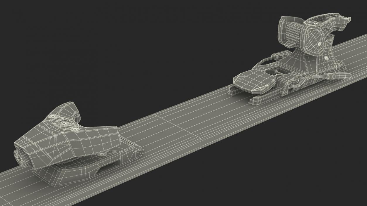 3D Snow Ski System with Ski Bindings model