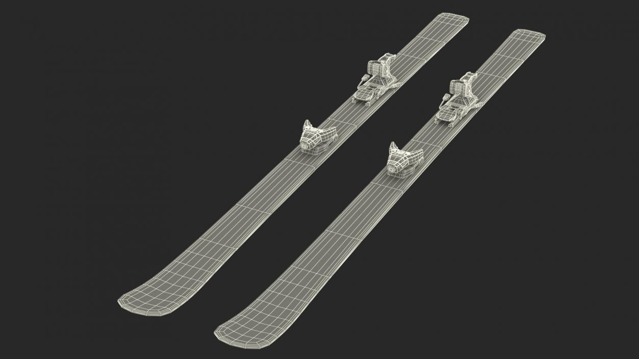 3D Snow Ski System with Ski Bindings model