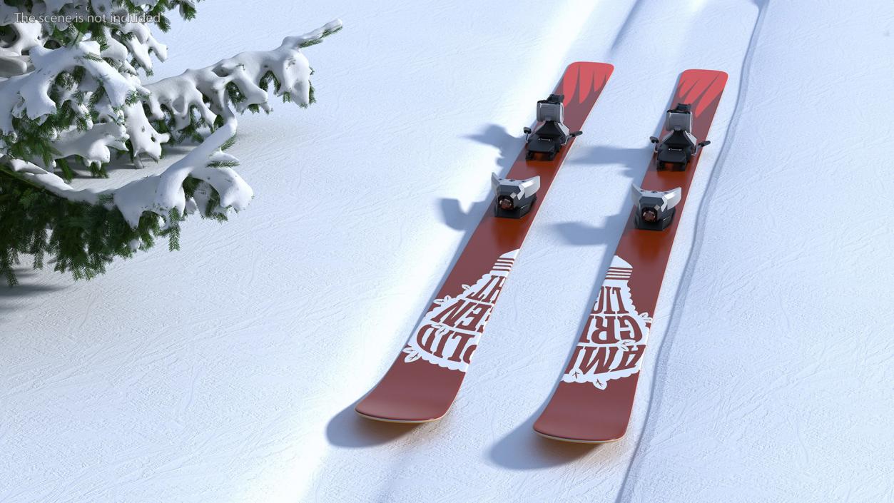 3D Snow Ski System with Ski Bindings model