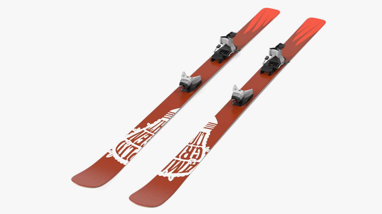 3D Snow Ski System with Ski Bindings model