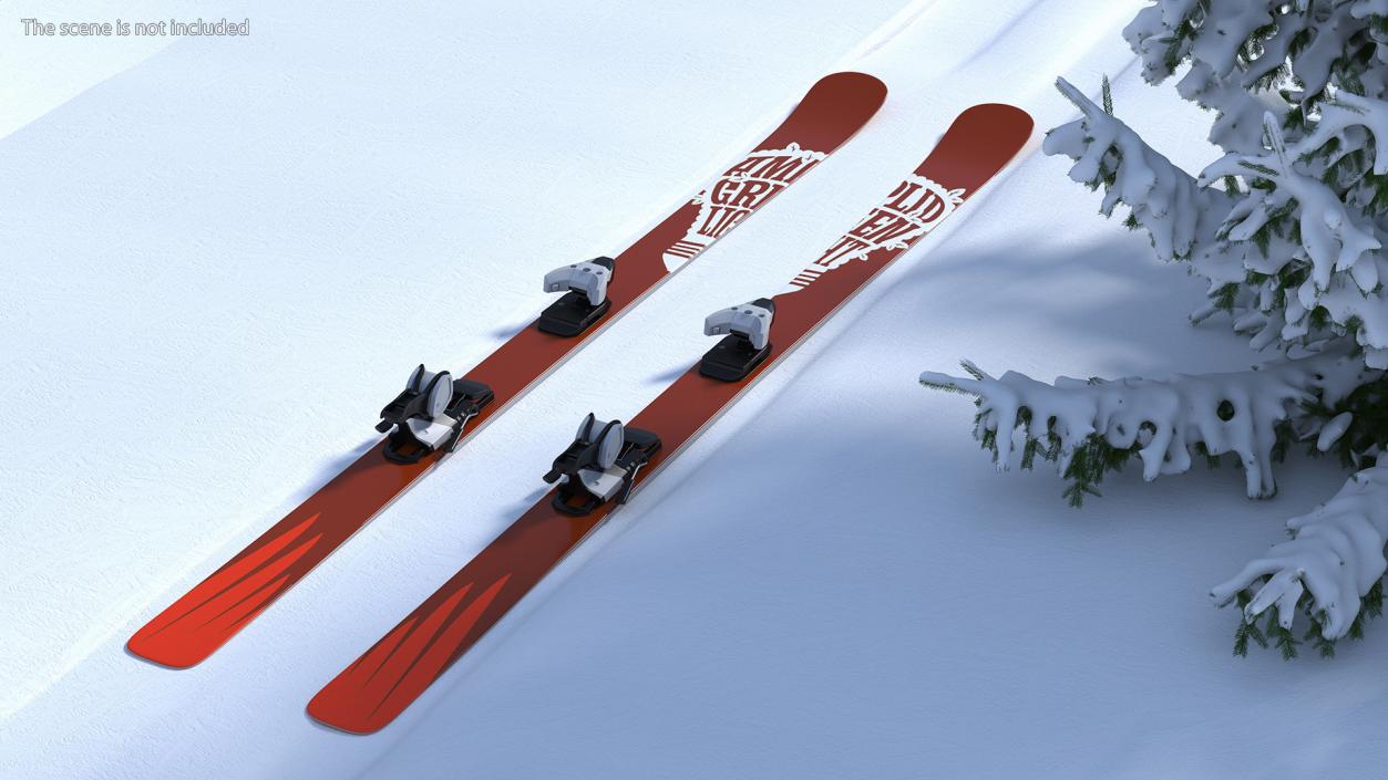 3D Snow Ski System with Ski Bindings model