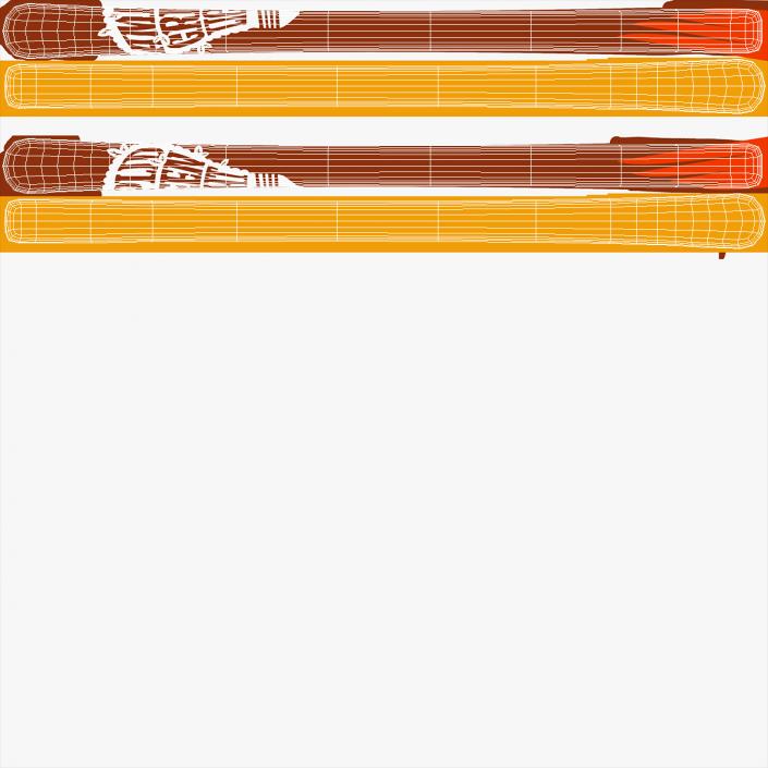 3D Snow Ski System with Ski Bindings model