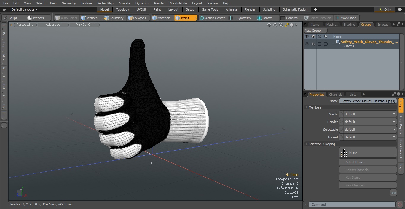 3D Safety Work Gloves Thumbs Up model