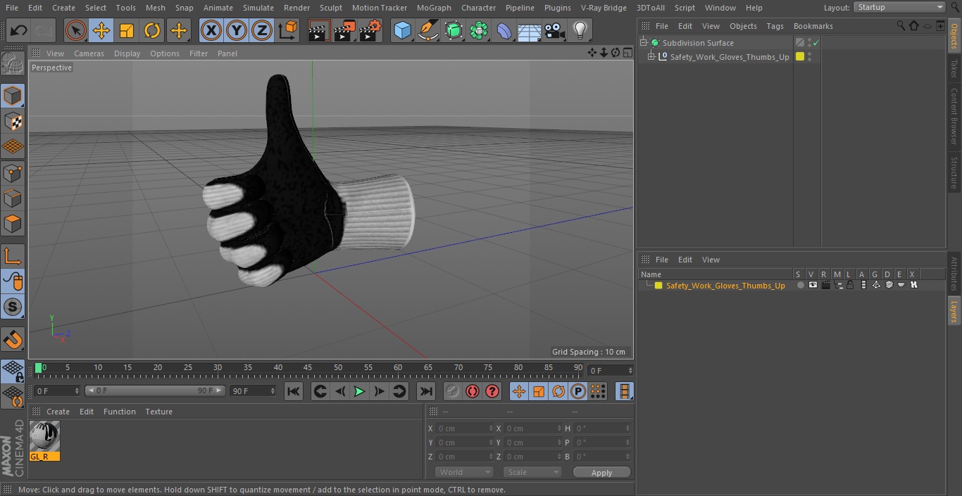 3D Safety Work Gloves Thumbs Up model