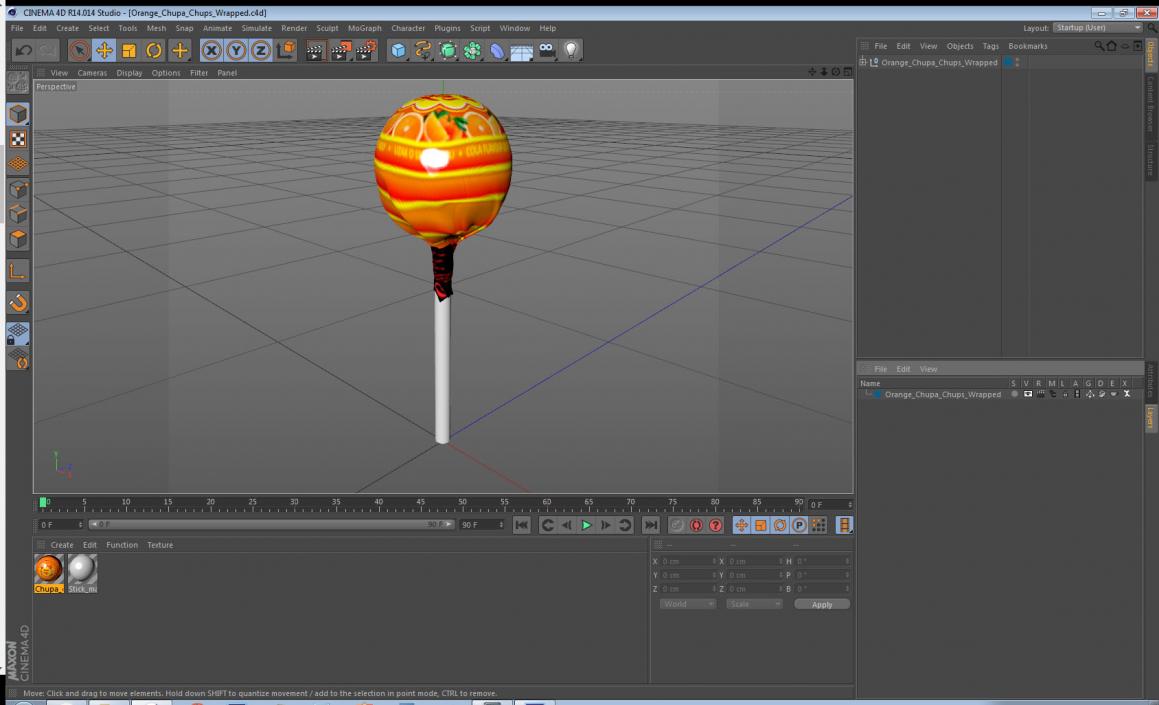 3D Orange Chupa Chups Wrapped