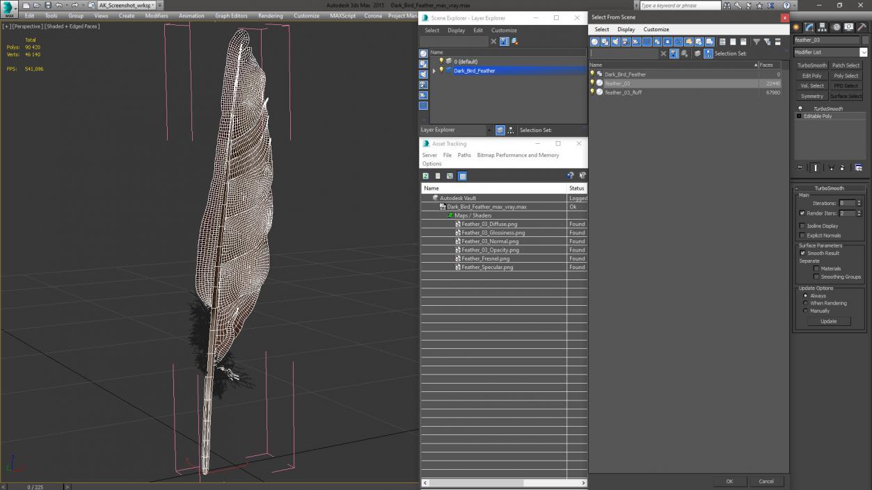 Dark Bird Feather 3D