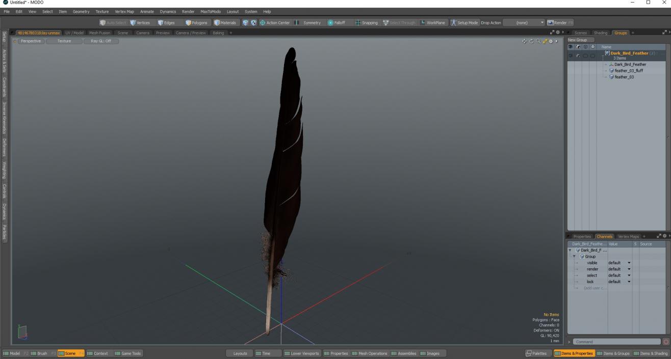 Dark Bird Feather 3D