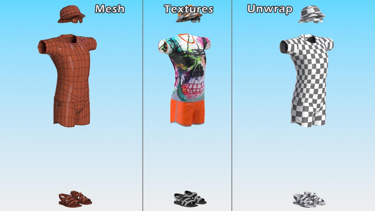 Teenage Boy Summer Wear Set 3D