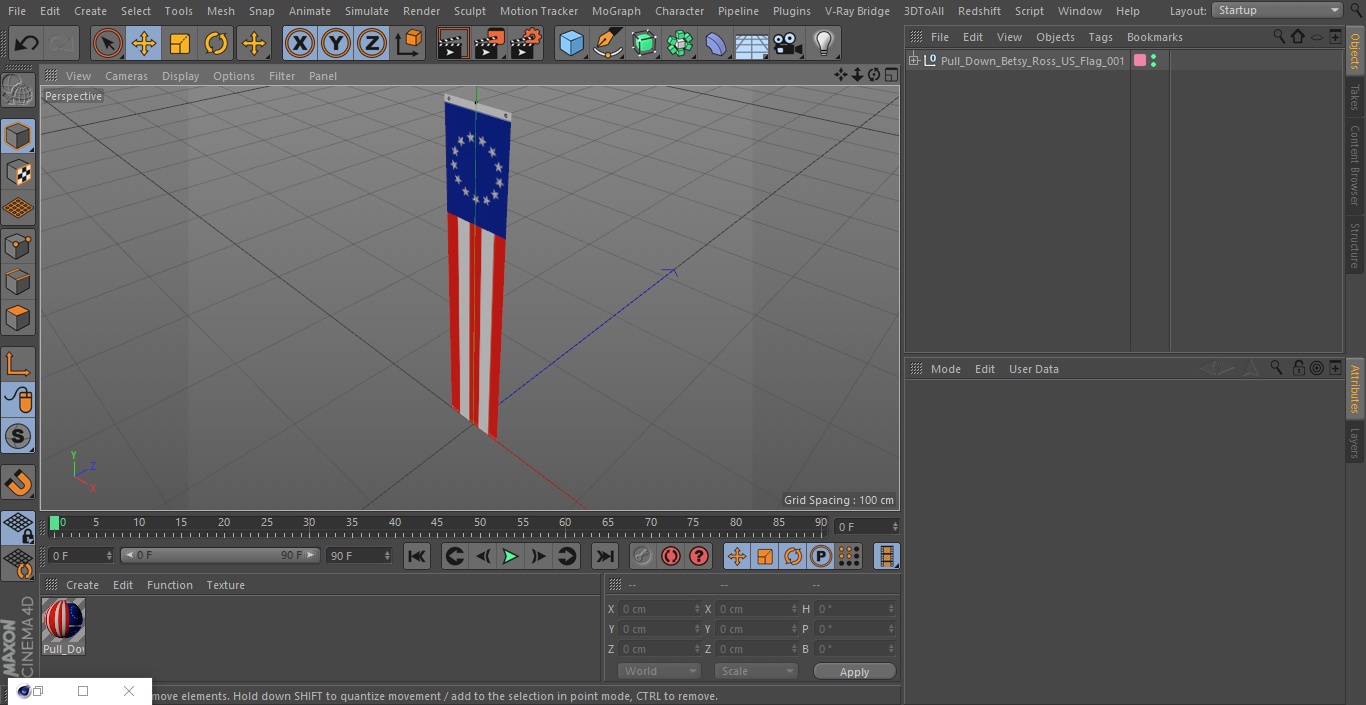 3D Pull Down Betsy Ross US Flag model