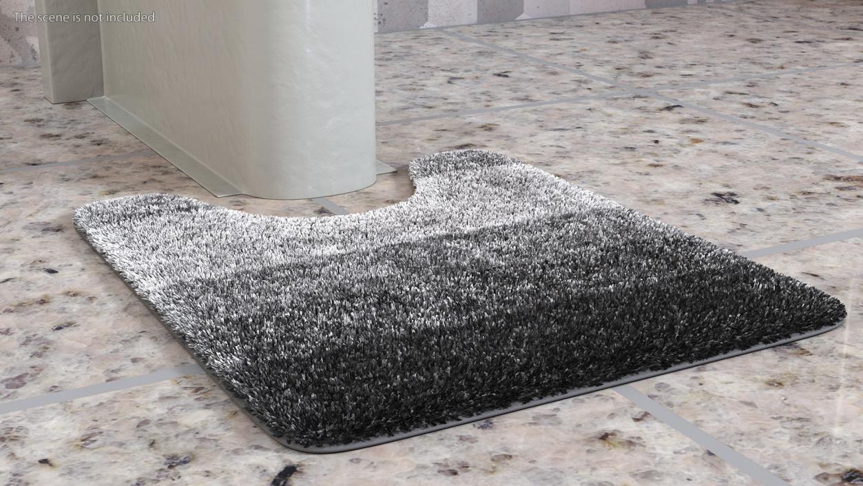 Grey Bathroom Contour Rug Fur 3D model