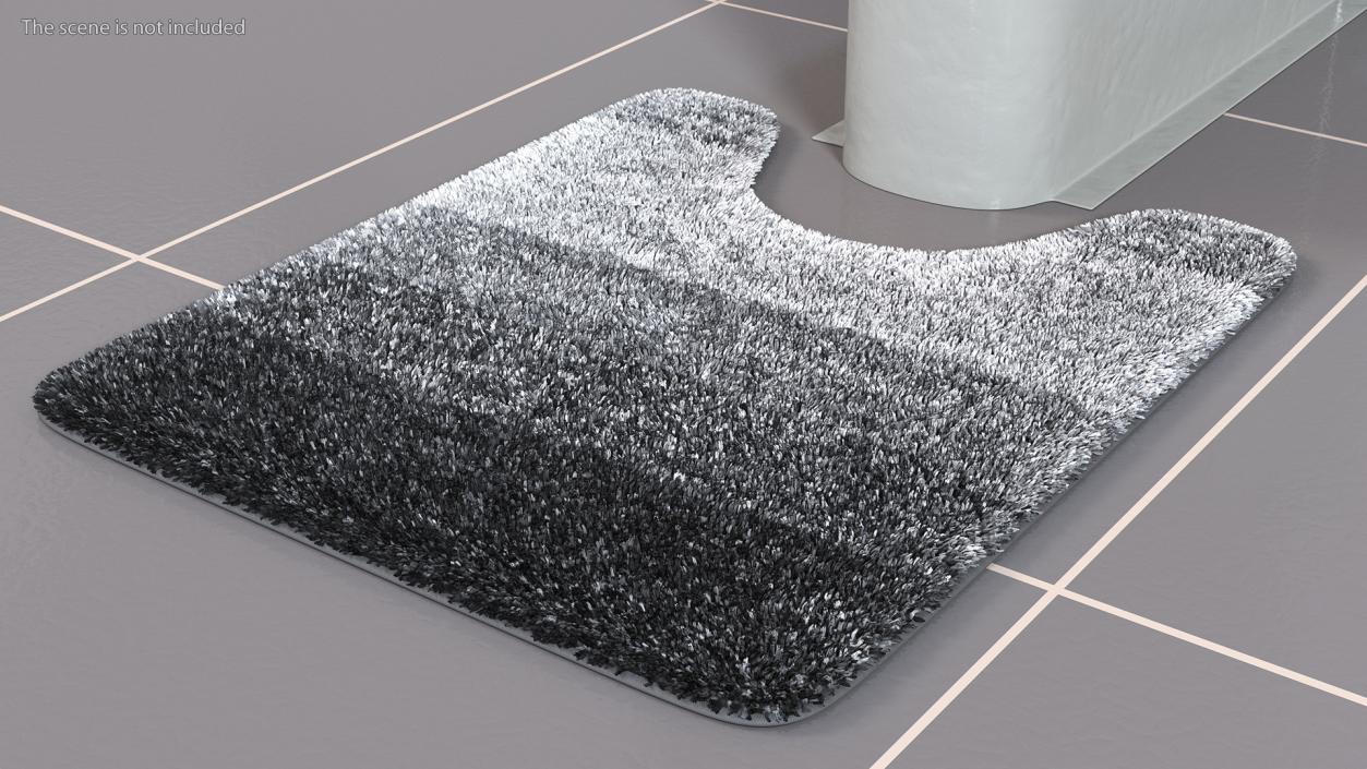 Grey Bathroom Contour Rug Fur 3D model