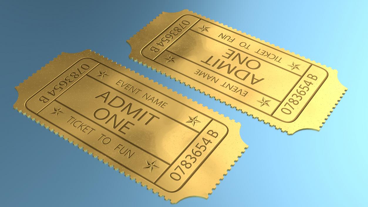 3D Event Admit One Golden Ticket 2