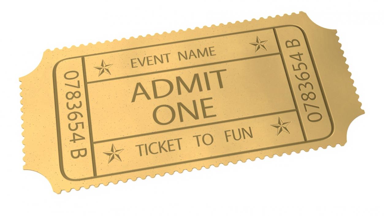 3D Event Admit One Golden Ticket 2