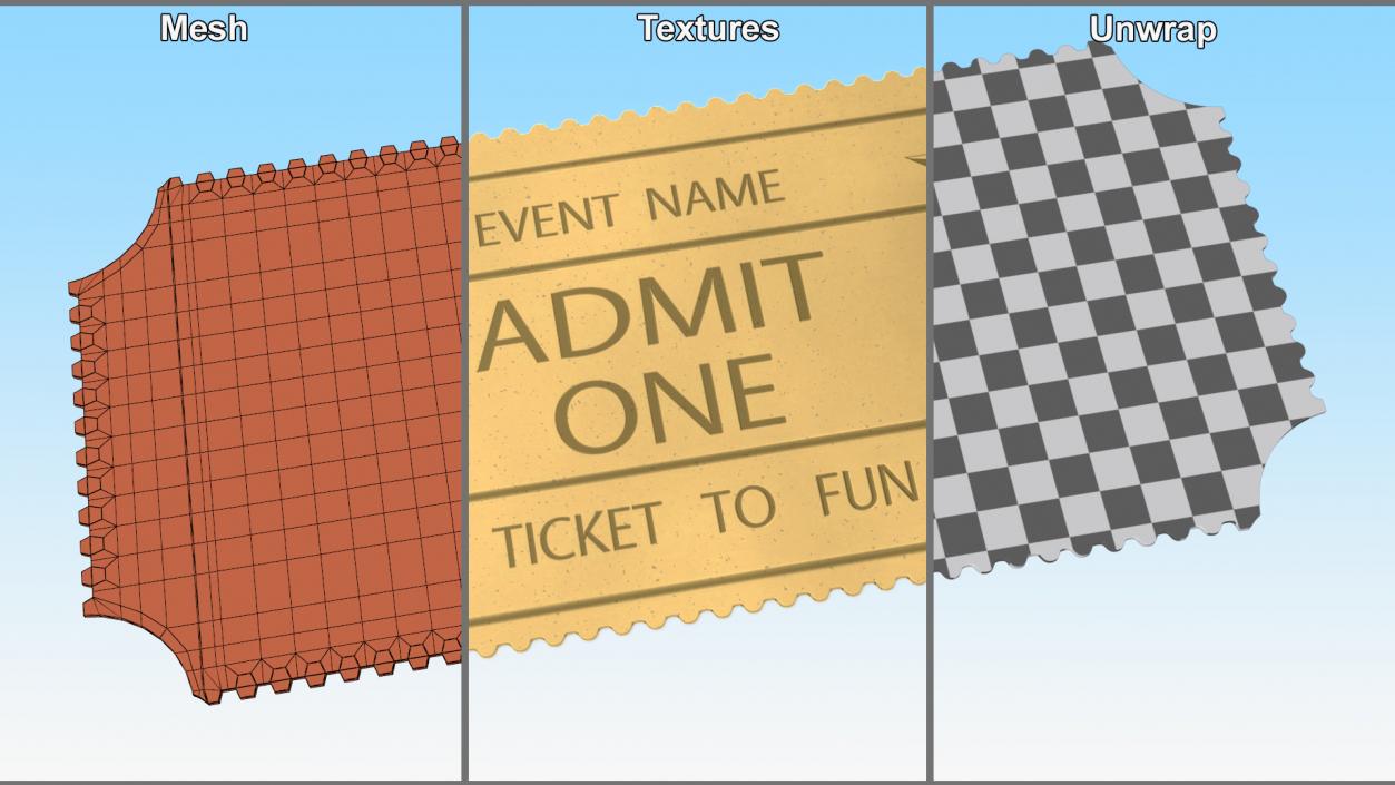 3D Event Admit One Golden Ticket 2