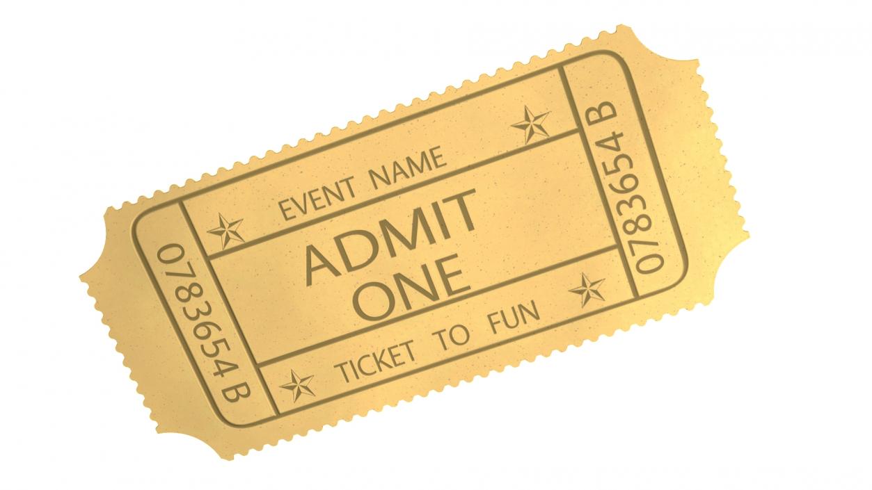 3D Event Admit One Golden Ticket 2