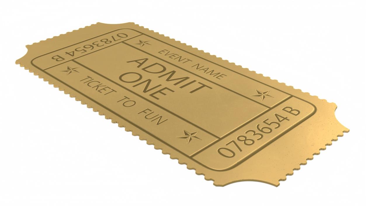 3D Event Admit One Golden Ticket 2