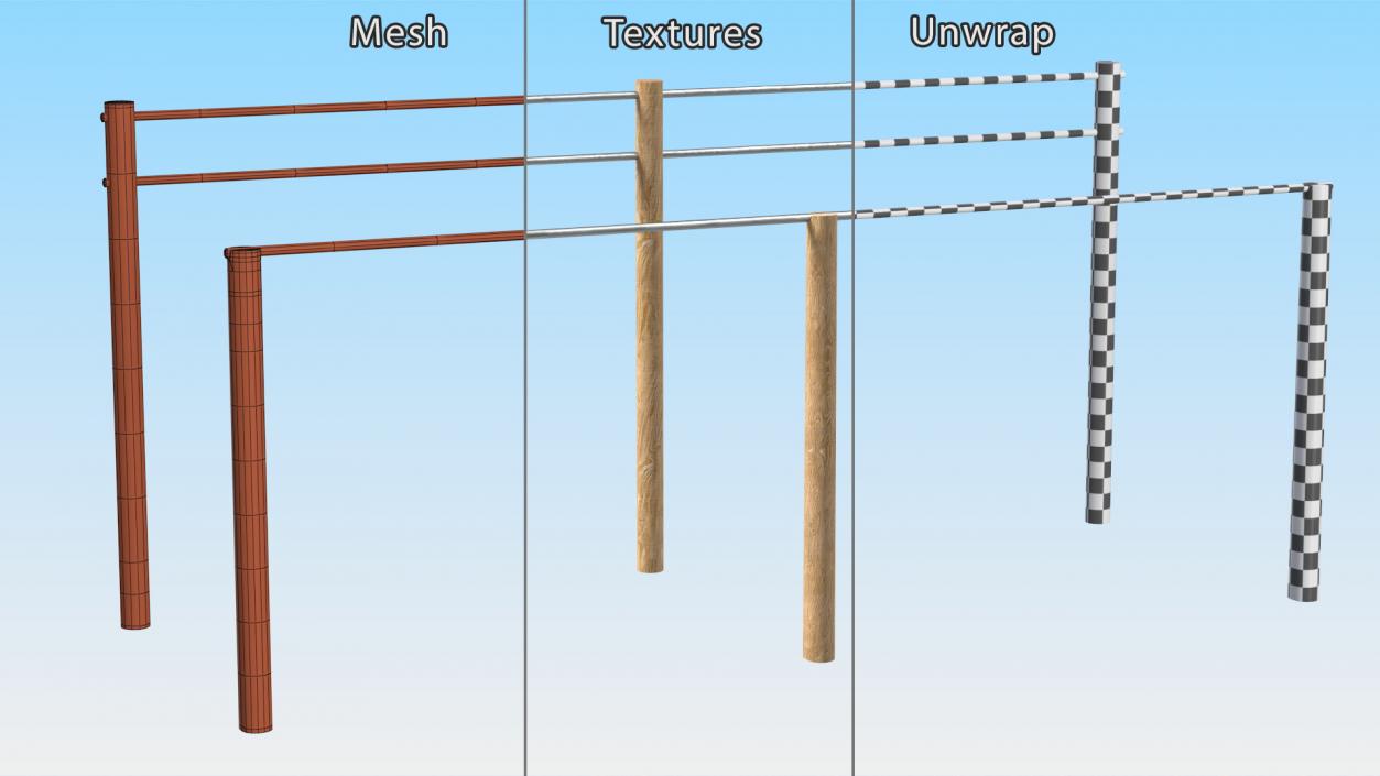 3D Outdoor Wooden Sports Crossbars 2 model