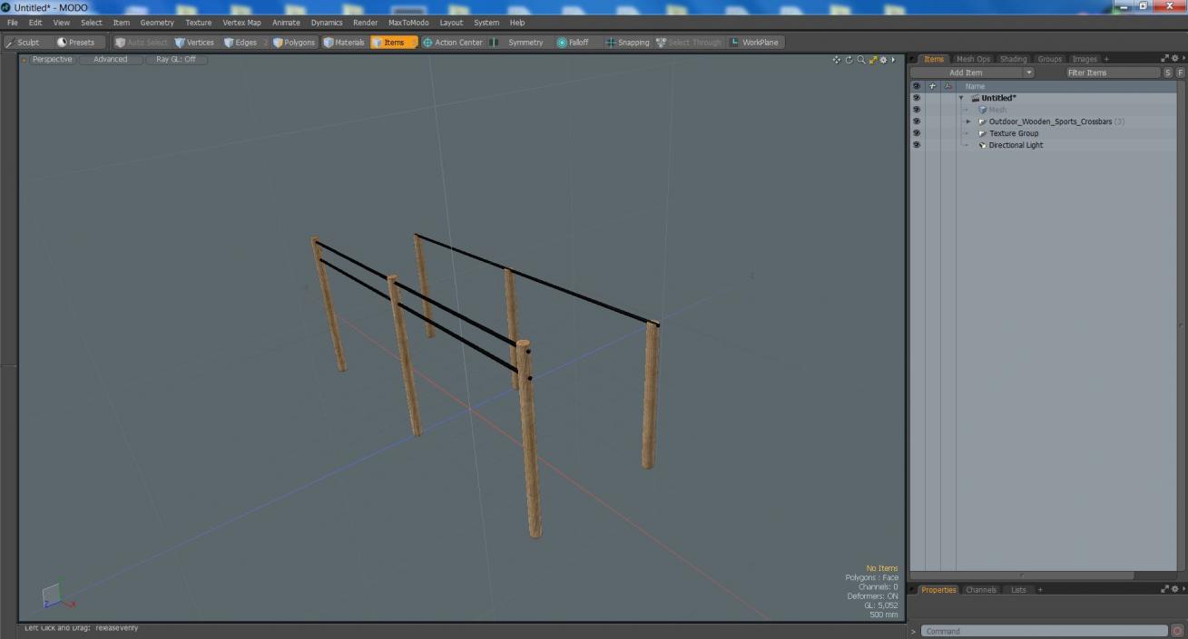 3D Outdoor Wooden Sports Crossbars 2 model