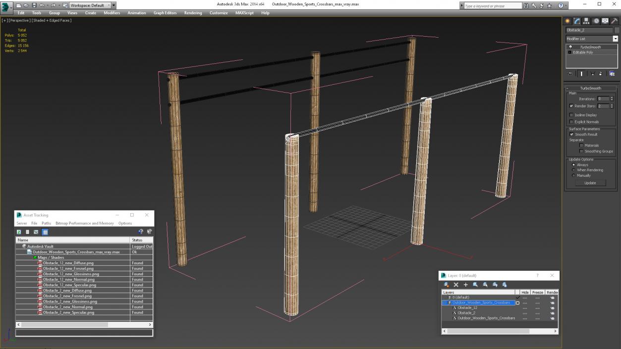 3D Outdoor Wooden Sports Crossbars 2 model