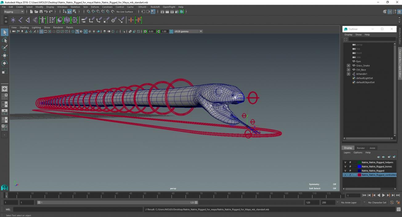 Natrix Natrix Rigged for Maya 3D model